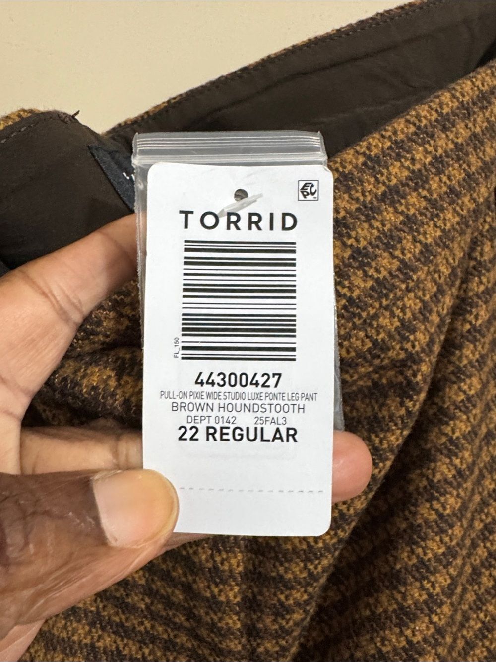 NWT Studio Torrid Wool Blend Wide-Leg Brown Houndstooth Trousers size 22 Career - Picture 5 of 12